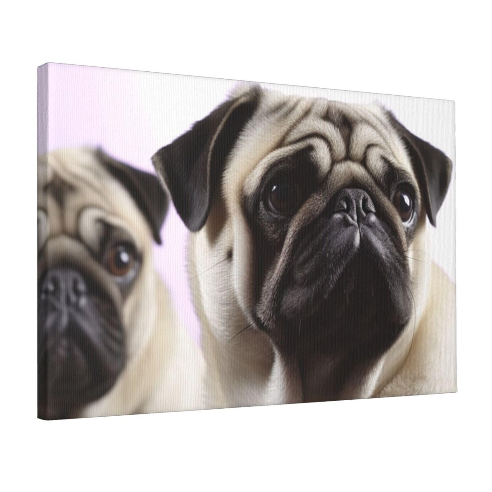 Canvas Wall Art for Living Room Wall Decor 12"x18" Modern Artwork Painting Pictures Hanging Canvas Prints pug dog Aesthetic Wall Art for Bedroom Bathroom Office Wallart Decor