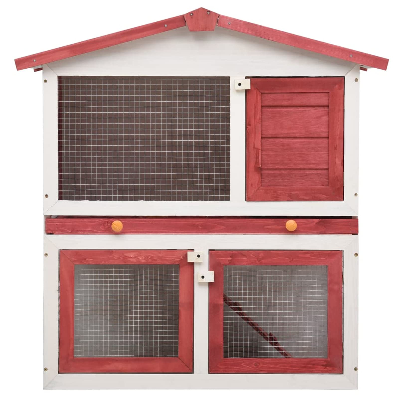 ZEYUAN Jaula conejera con 3 Puerta, Jaula Cobaya, Jaulas para Conejos, Jaula Hamster, Casa Conejo, Casita Conejo, Kid Conejo,s Madera Rojo
