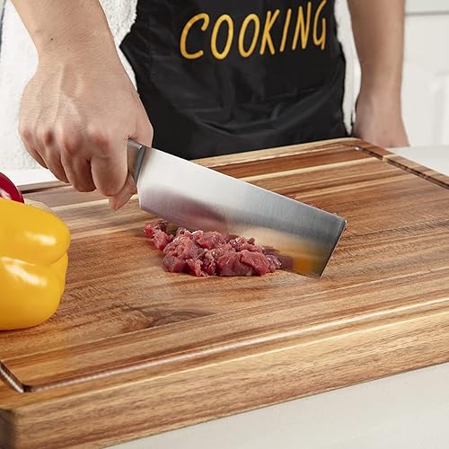 Miniatura 4 de GlowSol Cuchillo de chef japonés cuchillo de carne y verduras de 7 pulgadas carnicero de acero inoxidable cuchillo de cocina profesional con mango