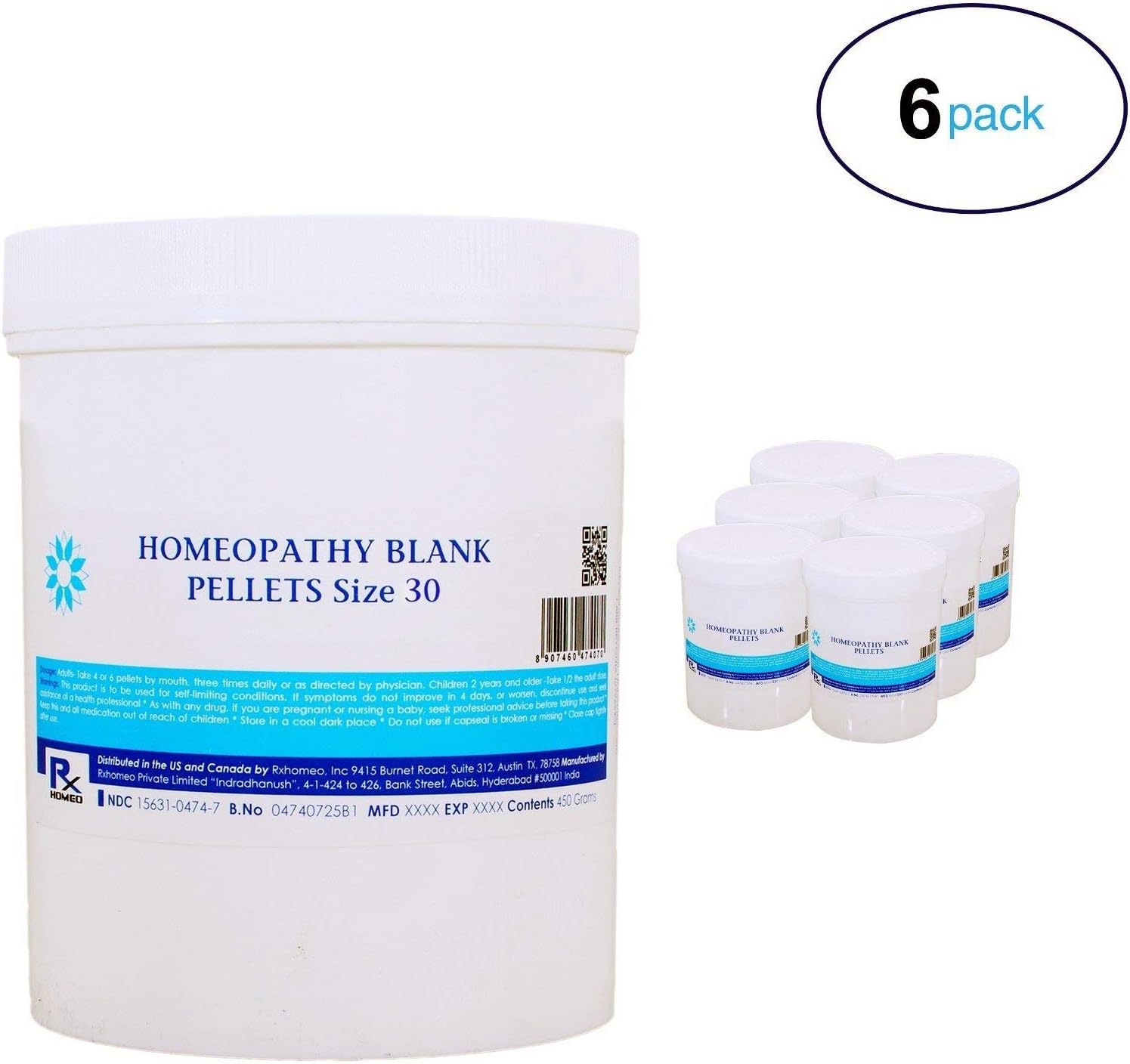 Sugar GLOBULES - Homeopathy Blank PELLETS Size 30 - DMF Grade - 6 Pack