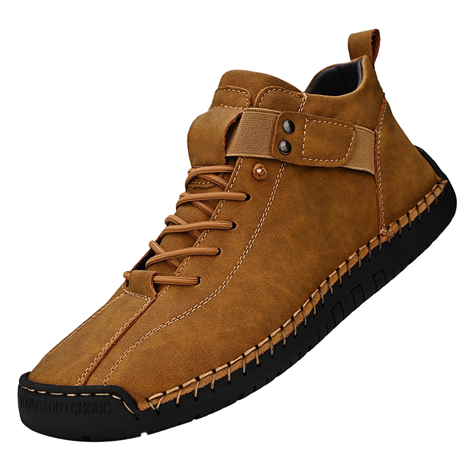 Generisch Lederschuhe Herren Handgemacht Mit Seitlichem Reißverschluss Freizeitschuhe Herren Hoch Leder Walkingschuhe Flache Sohle Fitnessschuhe Ruschfest Schlupfschuhe Outdoor Wanderschuhe Bequem