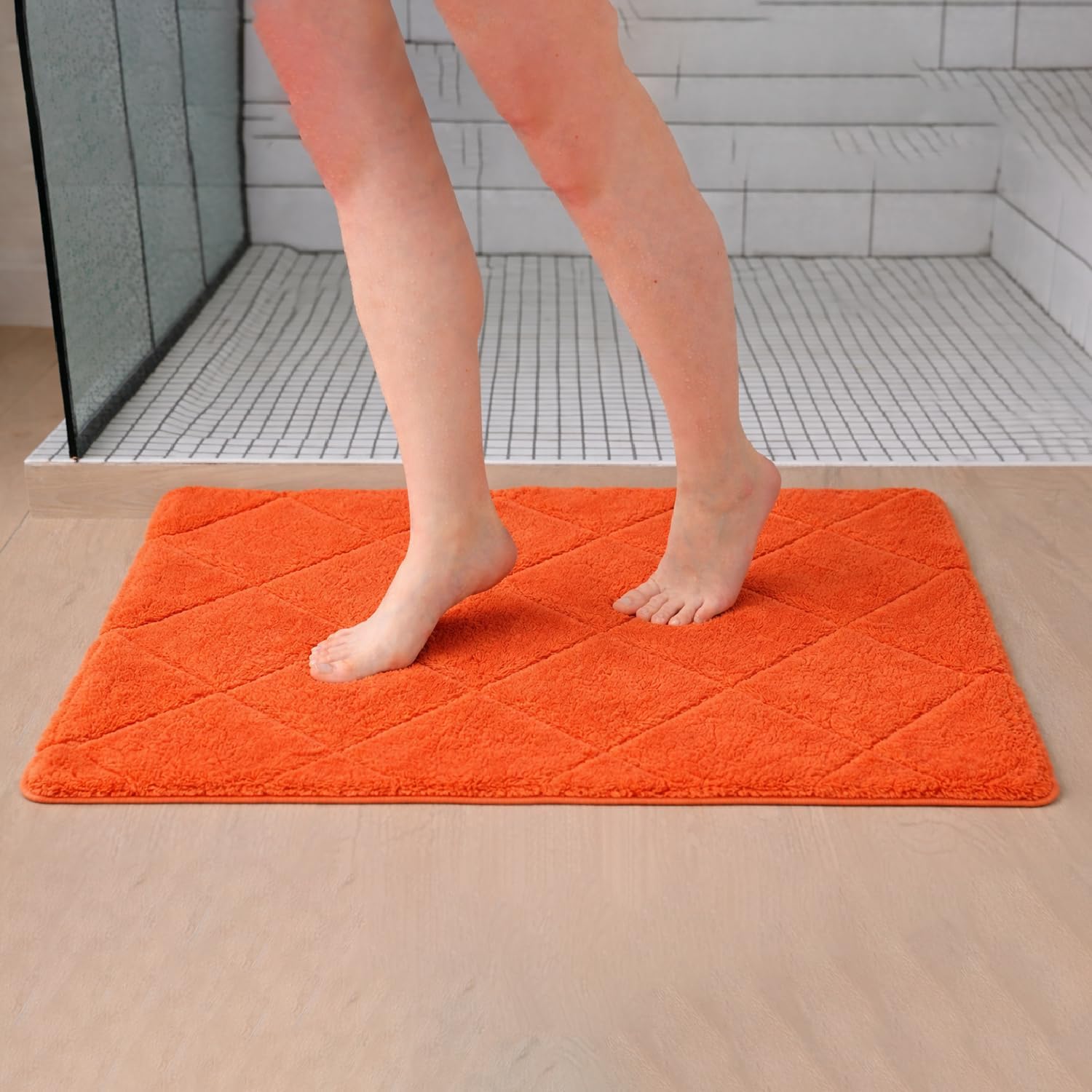 C23 Orange Bathroom Rug | 100% Tufted Cotton | 20"x32" Thick & Plush Bath Mat | 2200 GSM Heavyweight, Luxury, Ultra-Absorbent, Quick Dry, Non-Slip Natural Latex Back, Machine Washable Bath Rug, 1 Pack - Image 8