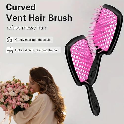 Miniatura 5 de 2 cepillos desenredantes para el cabello, cepillo desenredante para cabello rizado, cepillo desenredante húmedo y seco, cepillo de masaje para cuero