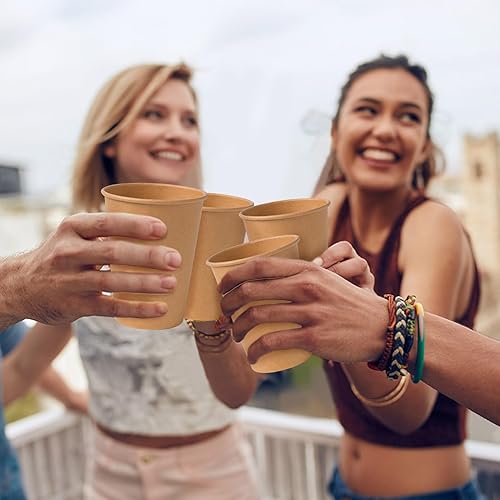 Miniatura 28 de SIUQ Paquete de 400 vasos de papel Kraft de 8 onzas, vasos de café de papel desechables sin blanquear, tazas gruesas para bebidas calientes/frías