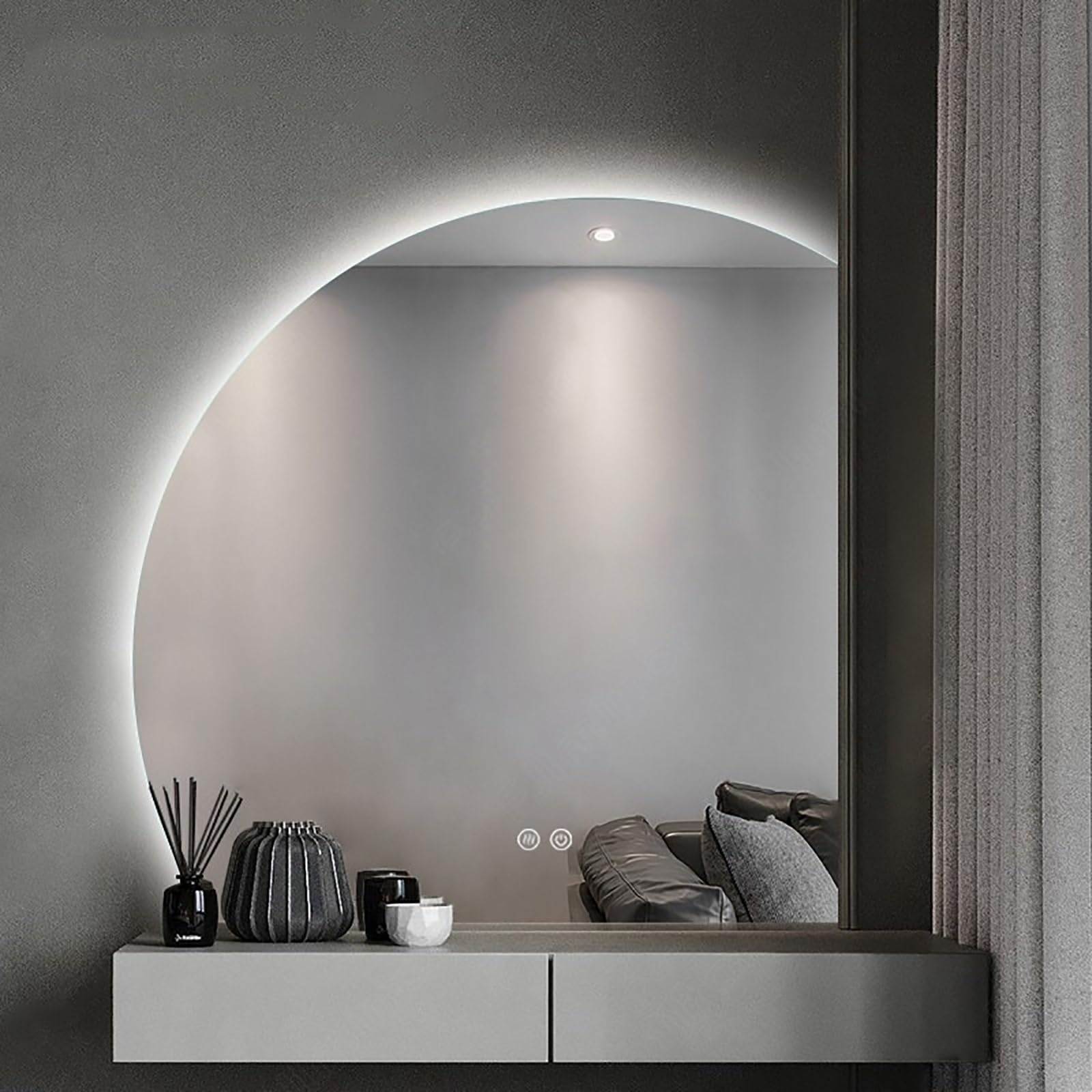 Miroir de salle de bain LED anti-buée rectangulaire rétroéclairé pour montage mural
