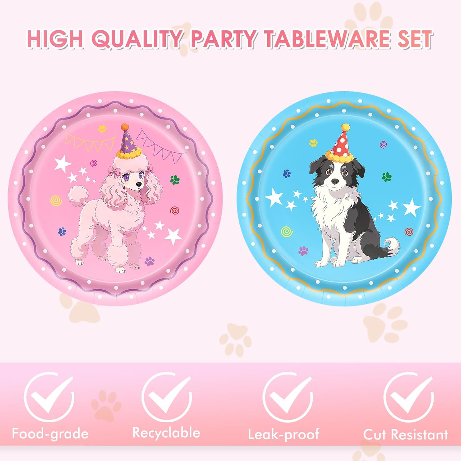 40pcs Dog Birthday Decorations Set,Pet Dog Theme Birthday Plates and Napkins Party Supplies Disposable Tableware,Retro Puppy Birthday Decorations for Kids Baby Shower,Serves 20 Guests