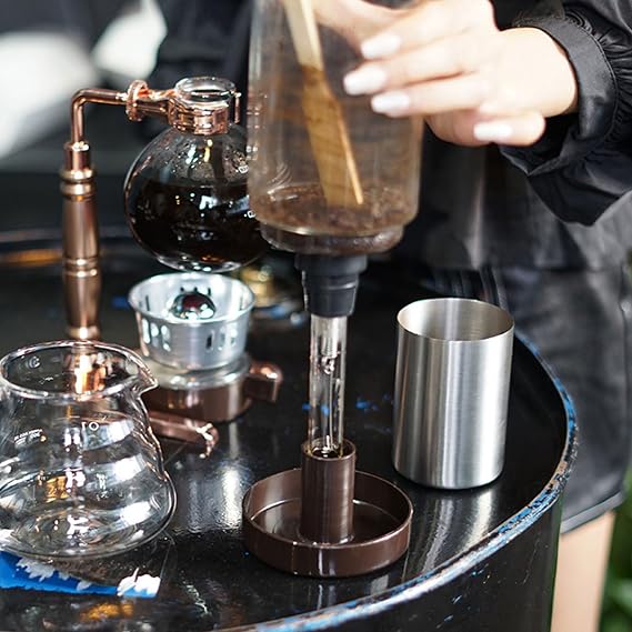 Advanced Siphon Coffee Maker Features Glass Construction, Wooden Handle, Vacuum Brewing Technology, Heavy Duty Home Use, 3 Person Multipurpose Vacuum Brewing