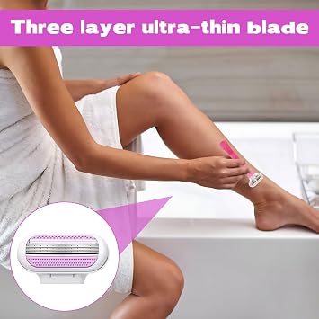 Women'S Razor Blades Refills, 8 Pcs Razors for Women Refill, For Venus Razor Blades Refill Compatible with Gillette Venus Smooth Razor for Women Shaving, Washable Easy to Replace (Pink)