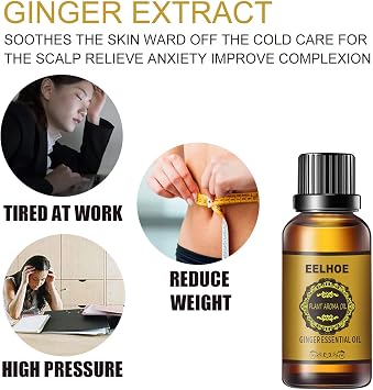 Slimming Belly Ginger Oil, Lymphatic Drainage Ginger Oil, Abdominal Drainage Ginger Oil, Slimming Ginger Oil for Abdomen, Essential Ginger Oil Massage, Ginger Massage Oil Lymphatic Drainage, 30 ml (3