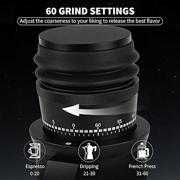 Compact Electric Burr Coffee Grinder, Single Dose & Low Retention, 48mm Stainless Steel Conical Burrs with 60-Step Grind Settings, for Espresso & Drip