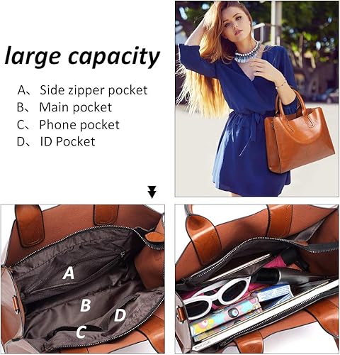 Miniatura 4 de Pahajim Bolsos de mano y bolsos de cuero para mujer con asa superior, bolsas de mano para mujer