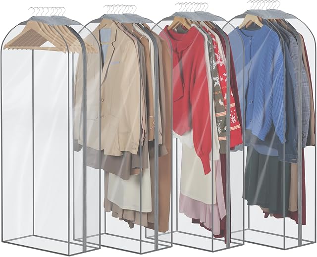 Zilink 10" Sacs de vêtements pour vêtements encastrés 50" Sacs de rangement pour rangement de rangement de la poussière Sacs pour rangement d'armoire, 4 Boîtes