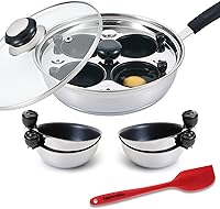 Vista 10 de Eggssentials - Sartén para huevos escalfados antiadherente, sartén para huevos escalfados de acero inoxidable, estufa para huevos escalfados