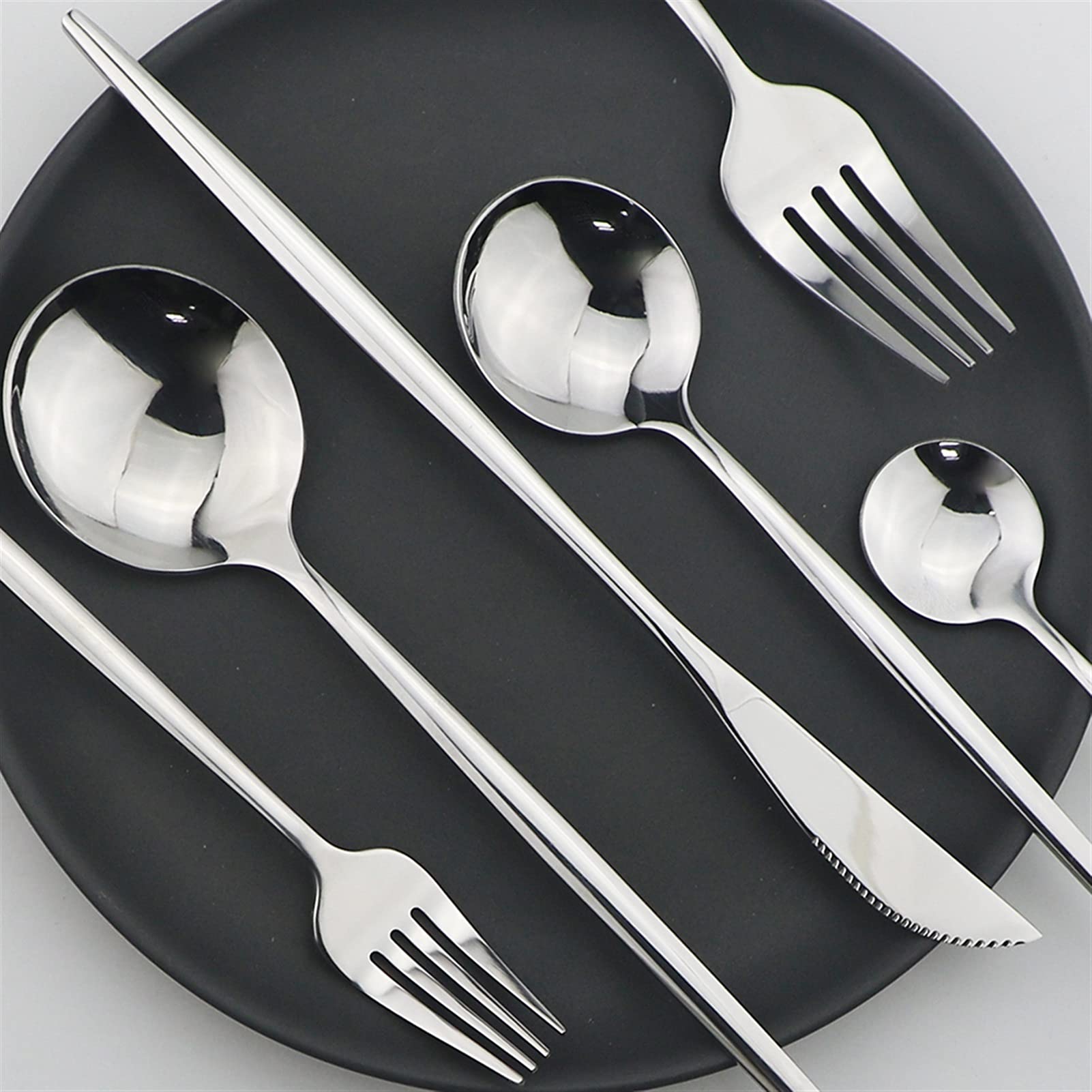 Besteck Set Edelstahl Geschirr Set Besteck Set Messer Gabel Spoon Abendessen Set Silber Home Geschirr Set (Color : 24 pcs)