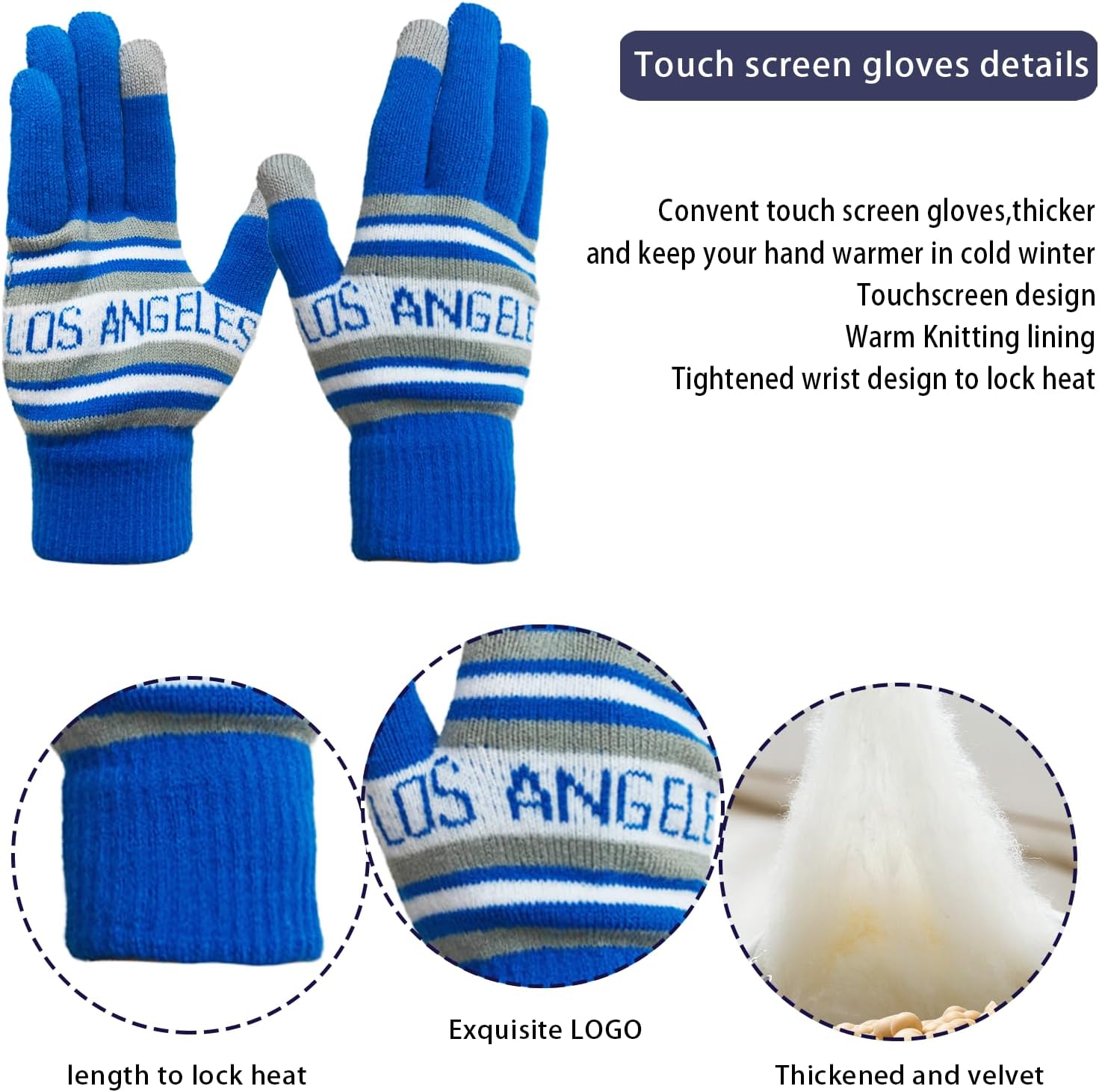 Vintage Classic Skull Cap Beanie Hat Cuffed Winter Hat Knit Comes with Warm Gloves Gifts for Unisex Fans - Image 3