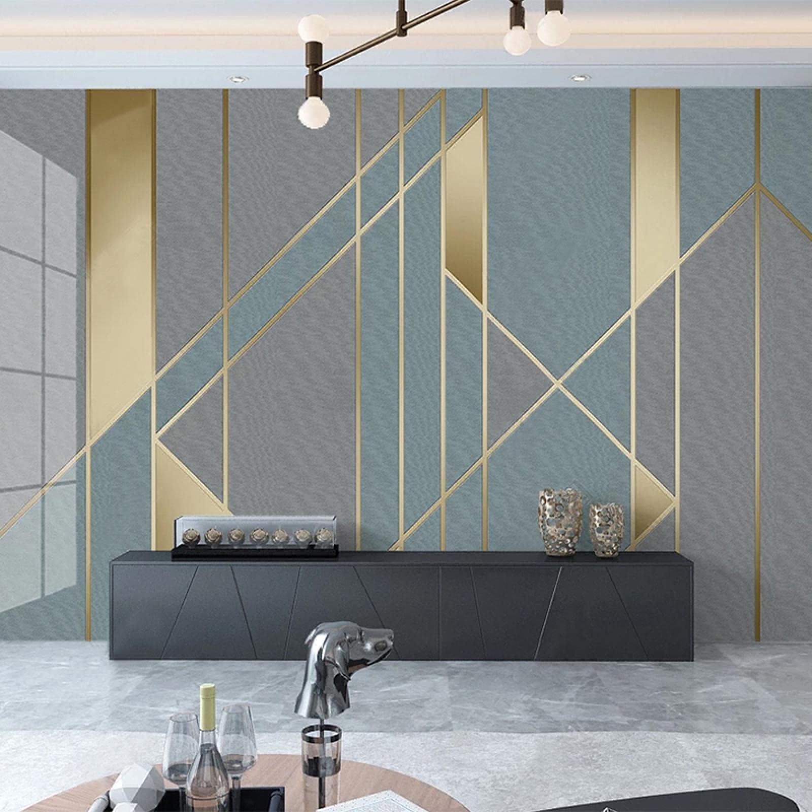 Papier peint grand format or et gris pour habiller un grand mur vide
