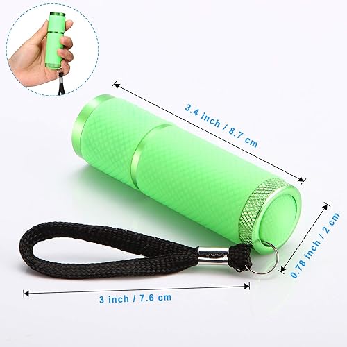 Miniatura 4 de Mudder Juego de 4 linternas que brillan en la oscuridad, 9 mini linternas LED recubiertas de goma con asa, linterna portátil LED de aluminio