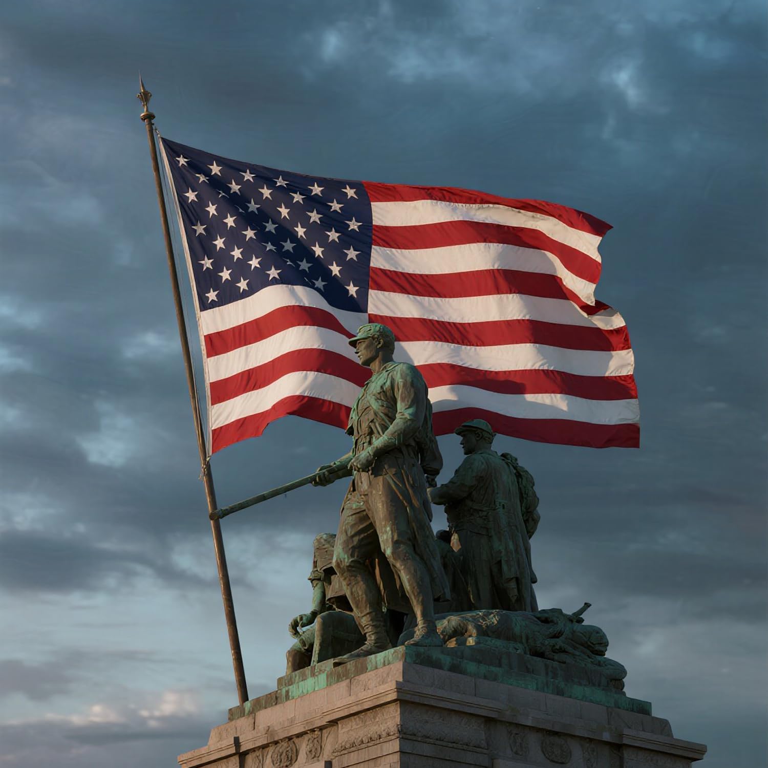American Flag for Outside 4x6 Ft - TearProof Series Outdoor Use US Flags - Long Lasting, Fade Resistant - Thick Spun Polyester USA Banner - High Wind United States Flag - Embroidered Stars, Sewn Stripes, Brass Grommets - Image 2