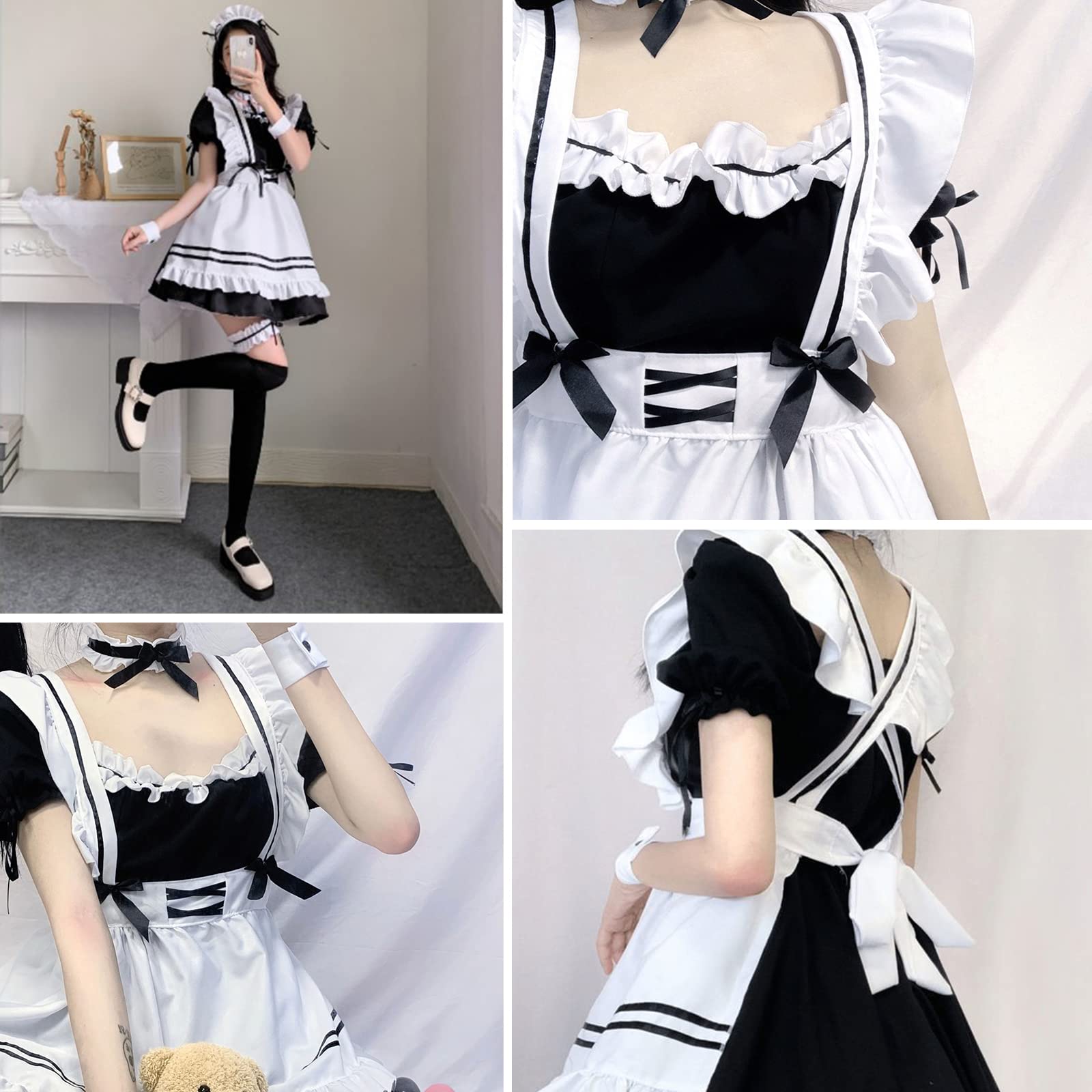 Maid Cosplay Dress, Anime Costume Set for Natale Carnevale Ballo in Costume