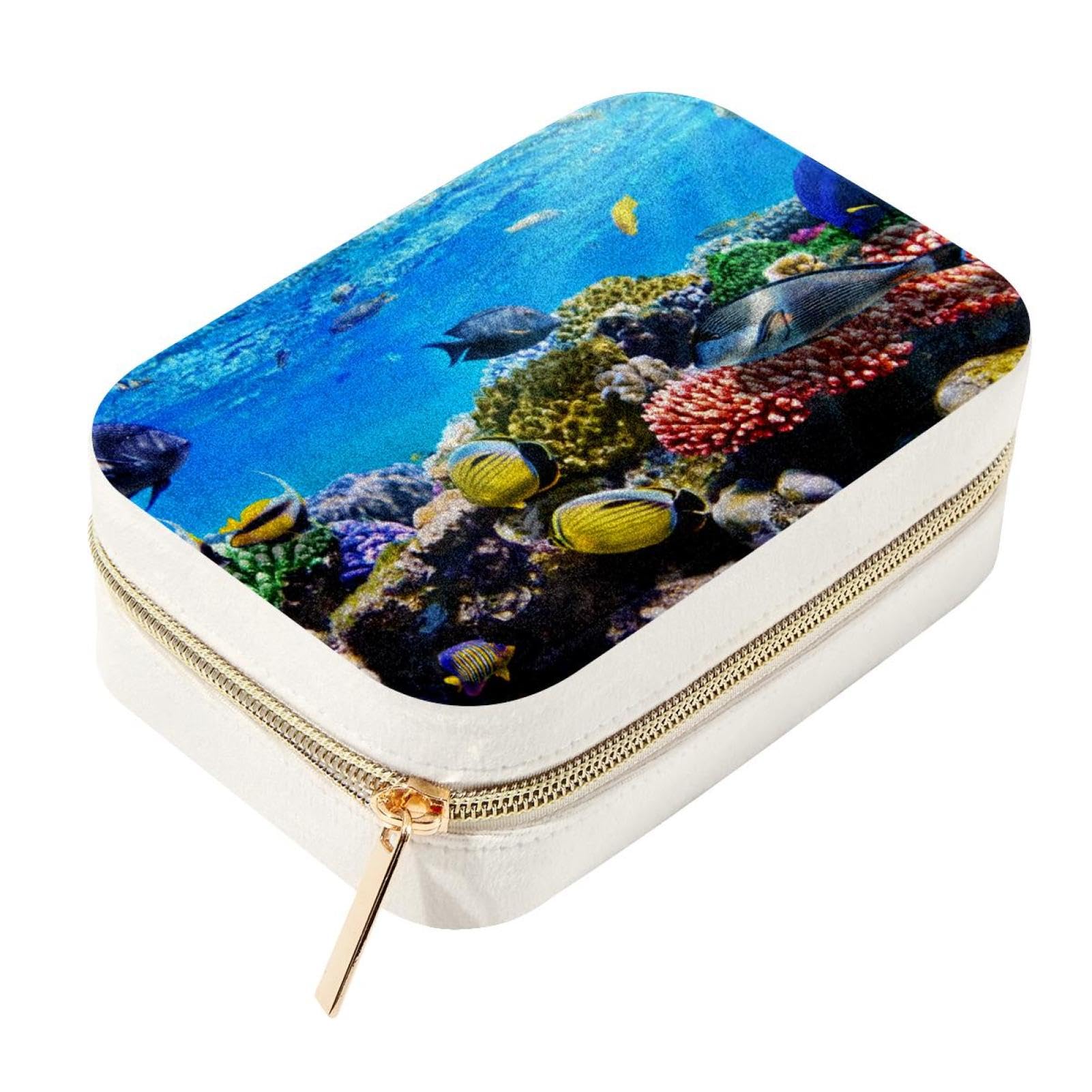 Organiseur de bijoux velours sous l'eau Fishes Sea boîte rangement voyage compacte