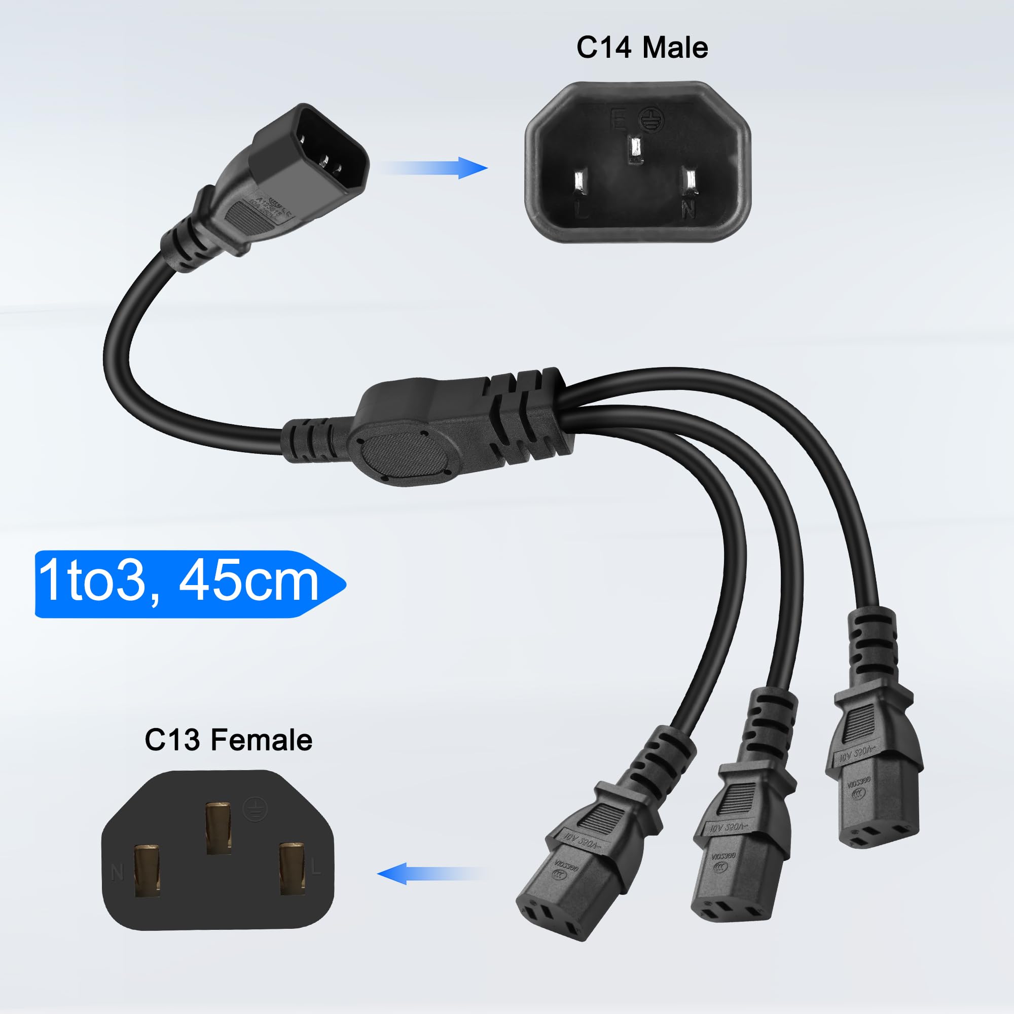 TOUISEDGI Cavo Di Alimentazione, IEC 320 C14 A 3 X C13 - Foto 7