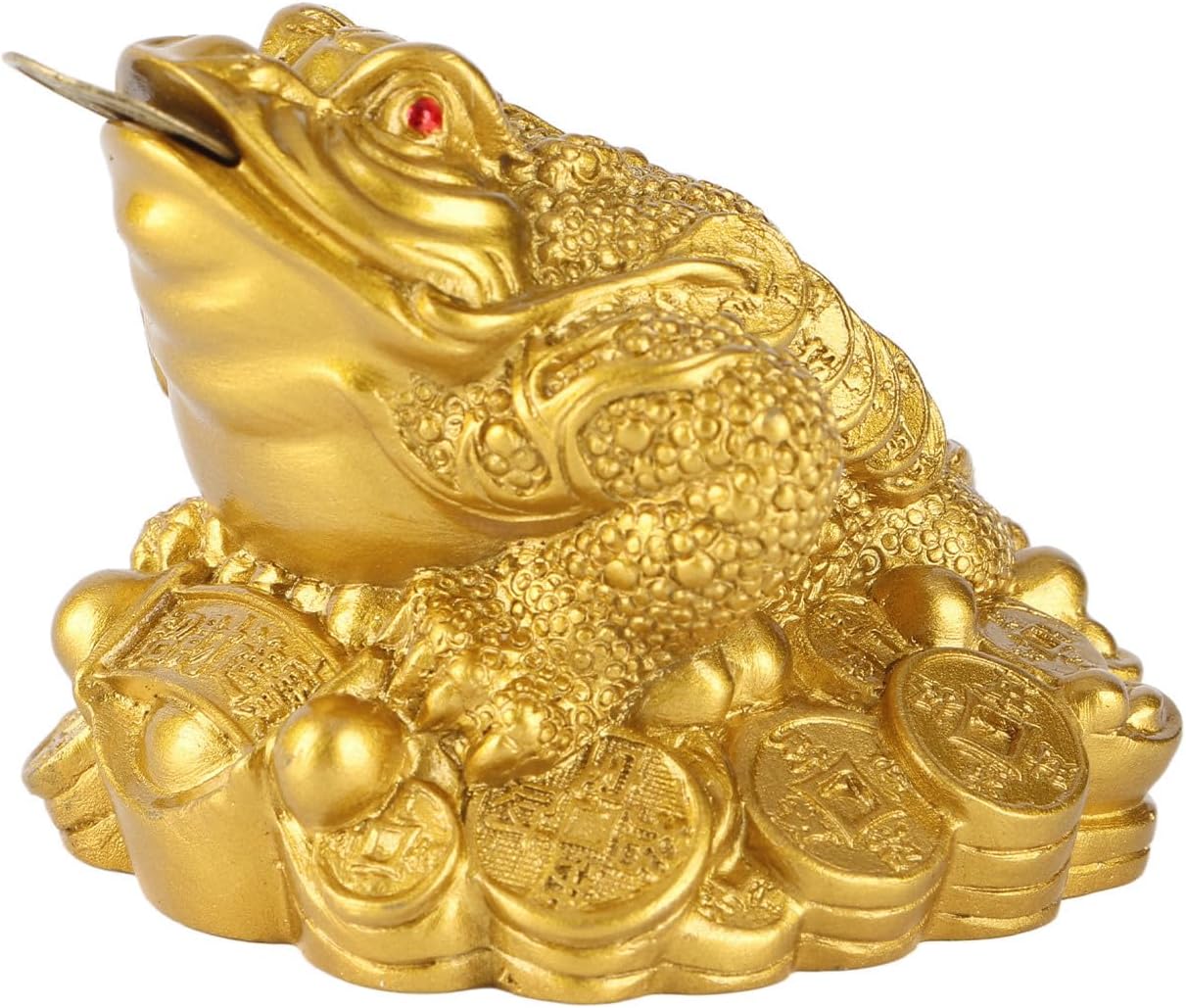 Chinese Feng Shui Money Frog, Wealth Lucky Money Toad Office Ornament Lucky Frog with Coin in Mouth Attract Wealth and Good Luck Gold(S)