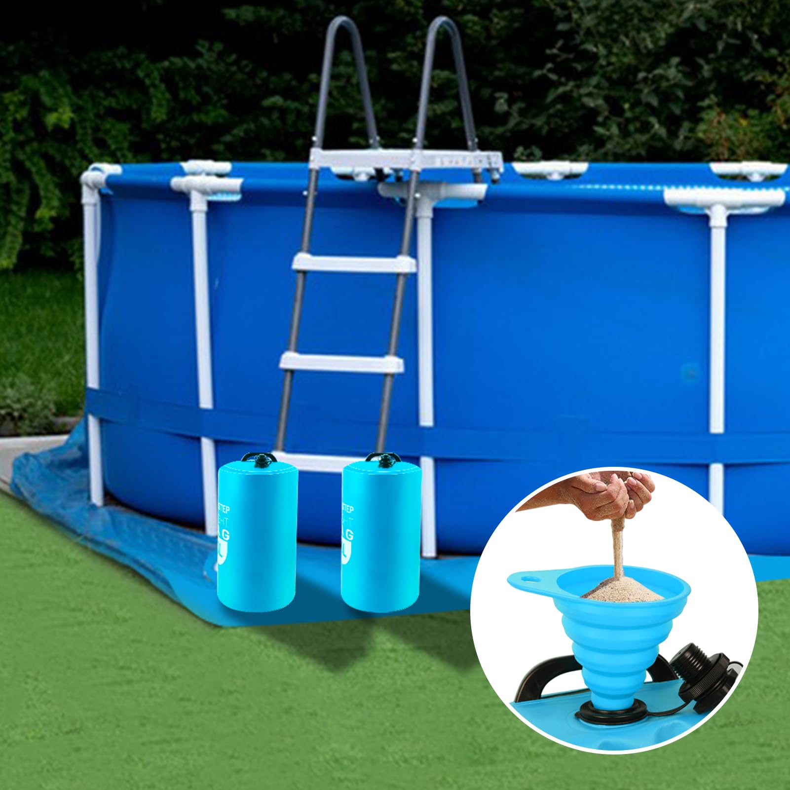 2 Poolleiter-Gewichte Je 30 Liter - Sandsackgefüllt Für Stabilen Stand (500D PVC, Wasserdicht)