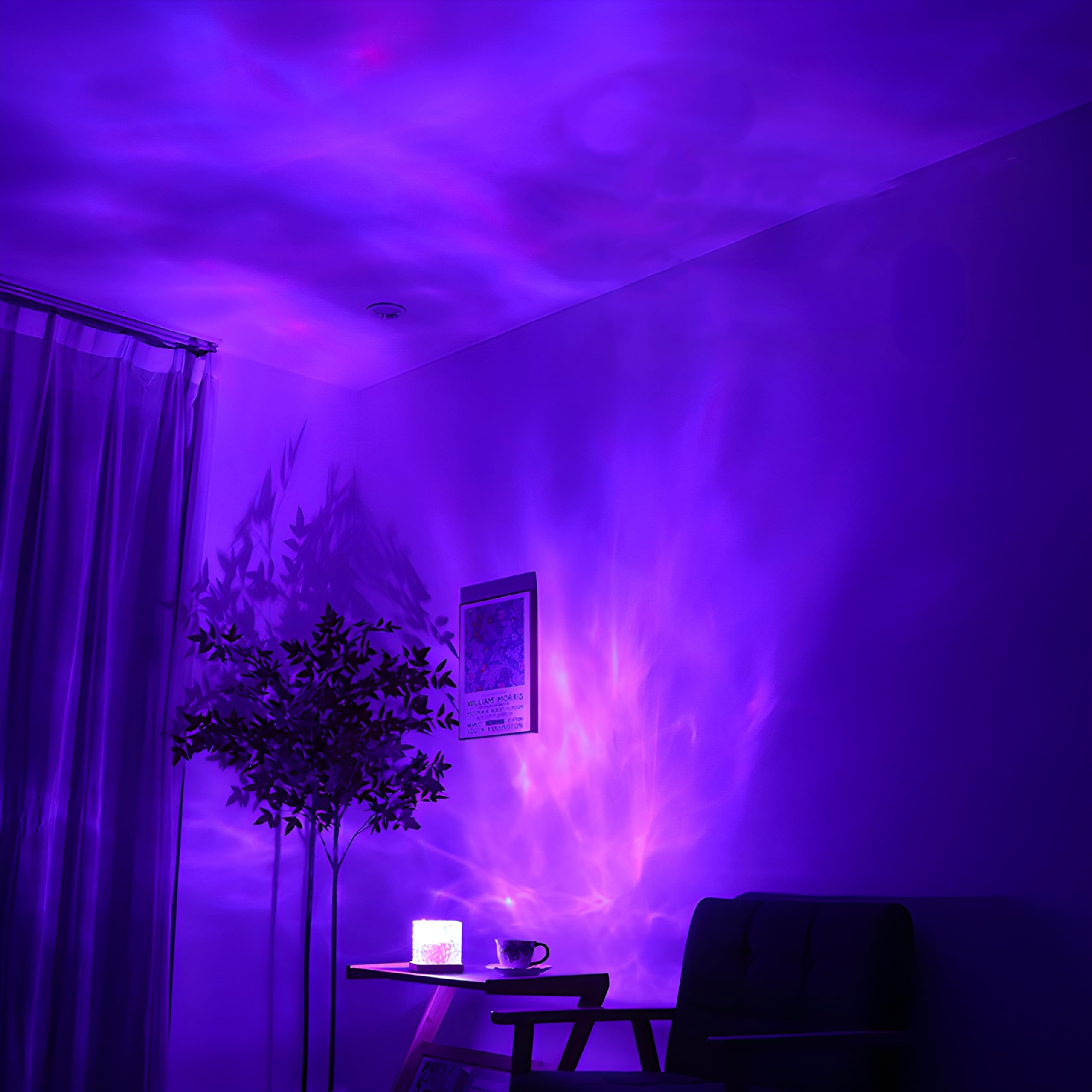 Ocean Wave Northern Lights Ripple Projector, Dimmable Ocean Wave Night Light with Remote, Multi-Mode Slow Moving Ripple Effect, Underwater Aurora Halosphere Lamp for Bedroom, Living Room, Party