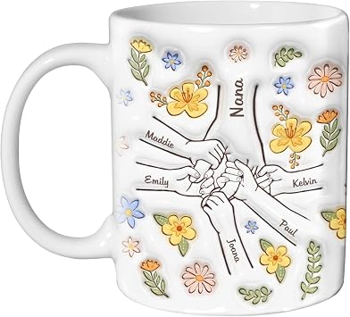 Personalized Mothers Day Mug, You Hold Our Hands Also Our Hearts, Mothers Day Gifts For Mom, Grandma, Personalized 2D Mom Coffee Mug