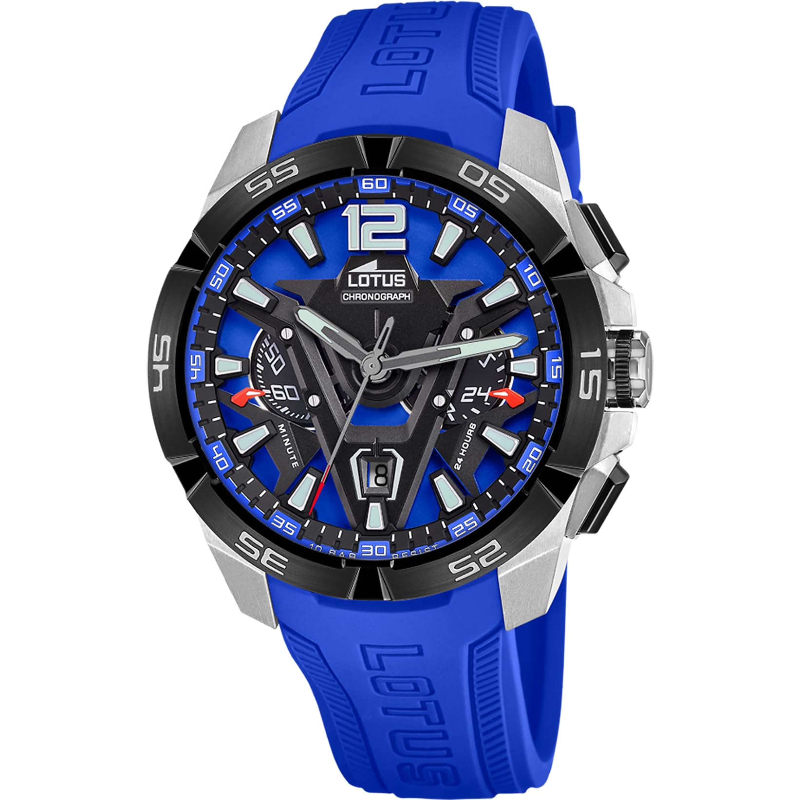LOTUS Reloj Hombre Analógico de Acero Inoxidable y Caucho Azul