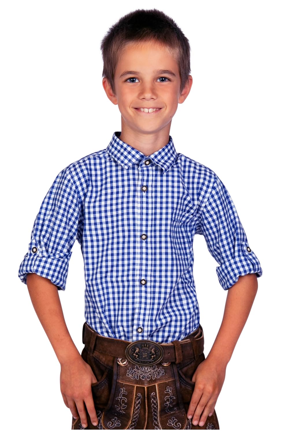 Edelnice Trachtenmode Kinder Trachtenhemd rot oder blau kariert Gr. 128-164