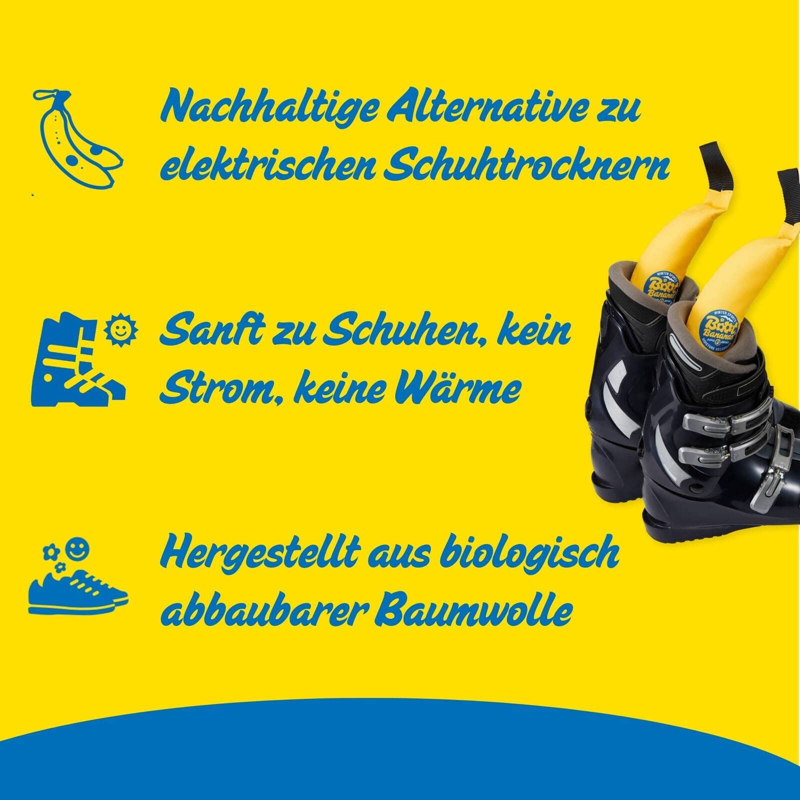 Boot Bananas Schuhtrockner für Stiefel, Skischuhe & Snowboard Boots – Shoe & Ski Boot Dryer – Schuhe Trocknen ohne Strom – Praktisches Outdoor Gadget & Geschenk für Snowboarder