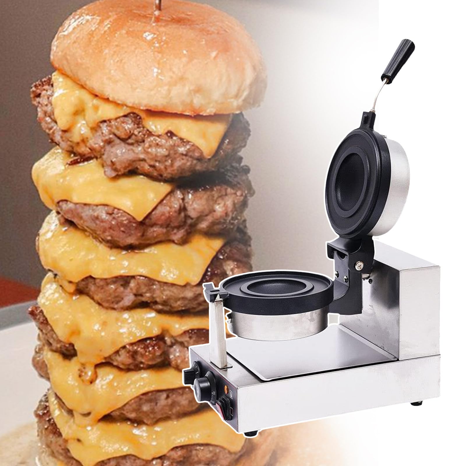 Gaufrier à hamburger en acier inoxydable au design durable