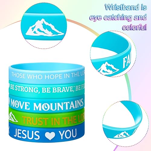 Miniatura 4 de 60 pulseras con versículo bíblico, regalos motivacionales para recordatorios diarios, pulseras de goma de las Escrituras cristianas, pulseras de