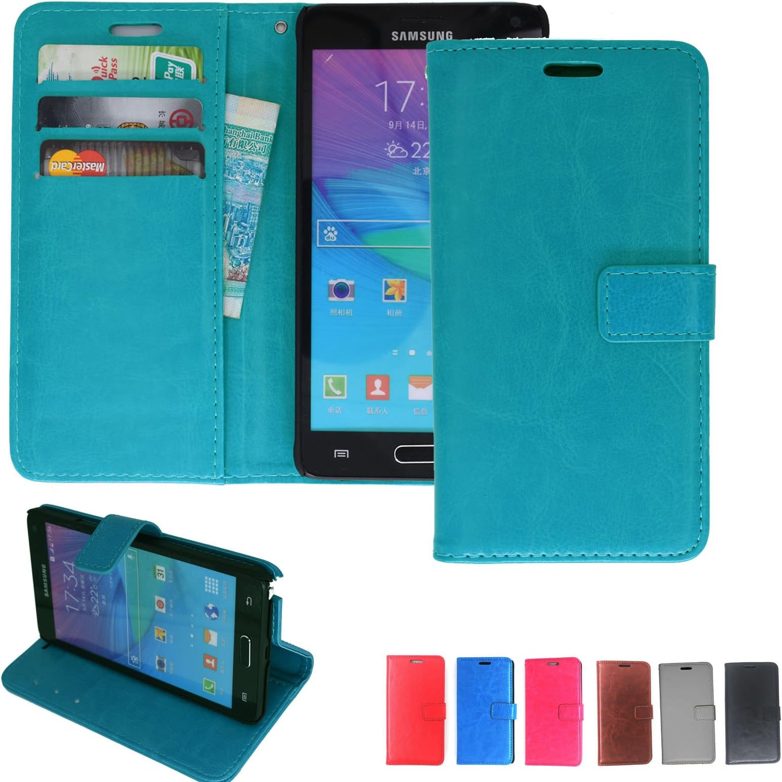 Note 4 Case, ipart Luxury PU Leather Wallet Case Flip Cover with Card Slots Kickstand for Samsung Galaxy Note 4, Blue