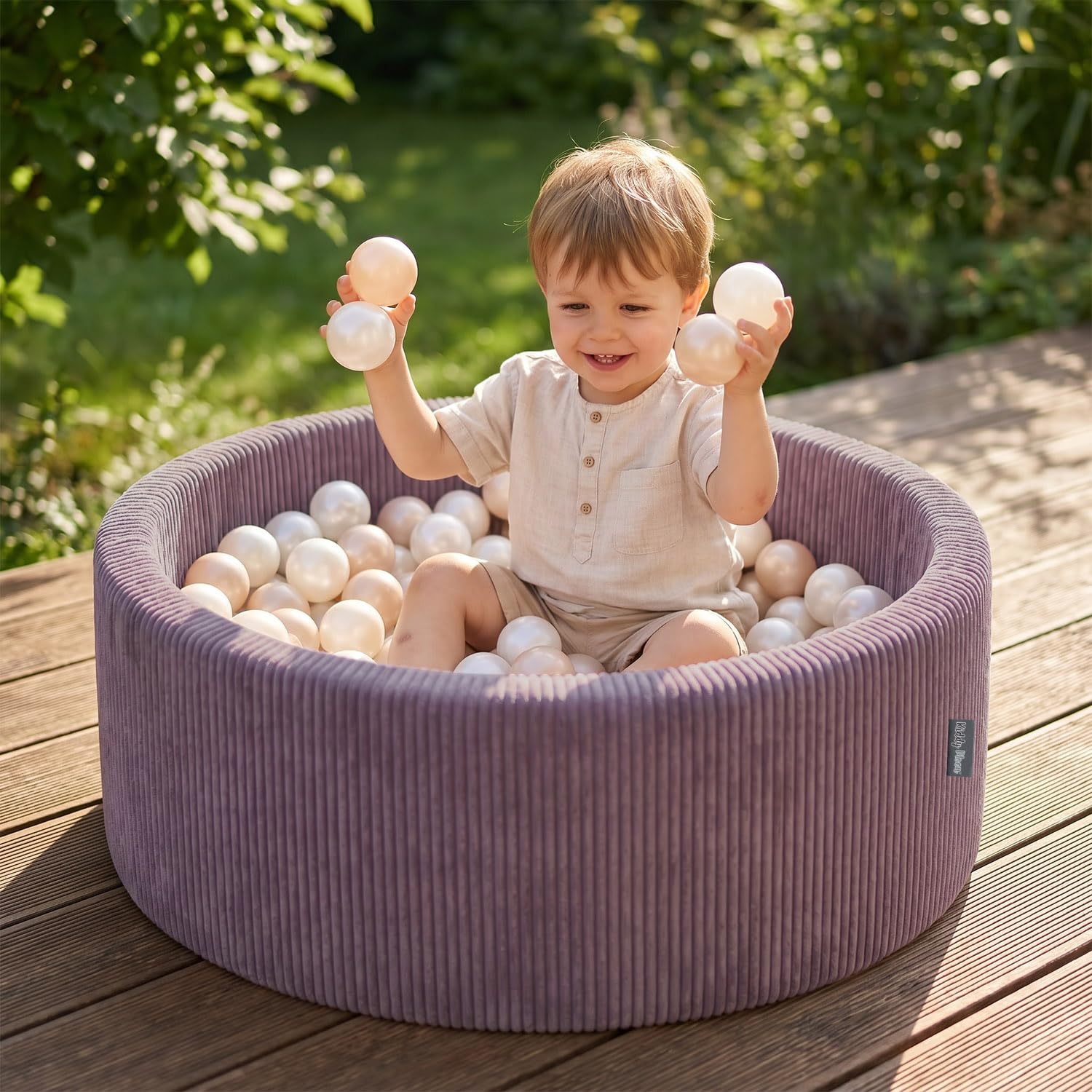 KiddyMoon Bällebad Für Kinder Aus Schaumstoff, 90 X 30 cm, Weicher Rippbezug, Abnehmbarer Bezug, Weiches Und Sicheres Spielzeug, Waschbar