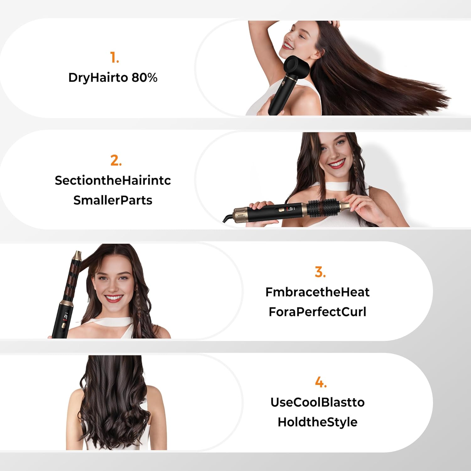 5 in 1 Visual Temperature Control Blow Dryer Brush Negative Ion Hair Dryer Brush Detachable Air Curler Air Curling Wrap Styler, Upgrade Hair Styling Tools Hot Air Brush Curling Brush Iron