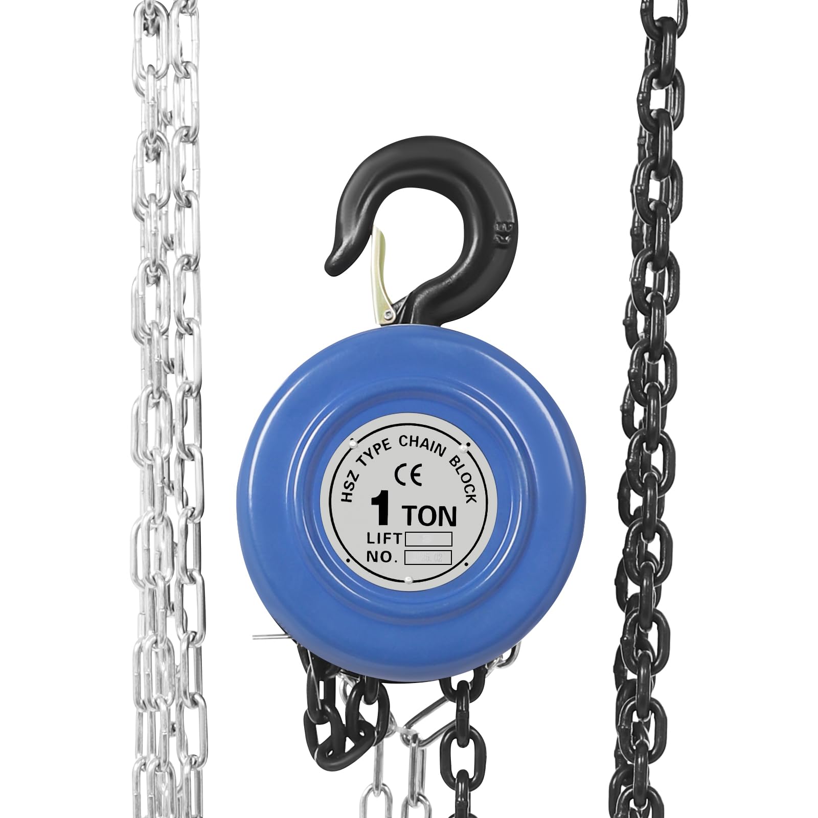 Carrello a catena manuale, altezza di sollevamento 3 m, lunghezza della catena 3 m, catena in acciaio con gancio girevole a 360°, per garage, officina, magazzino (blu, 1000 kg)