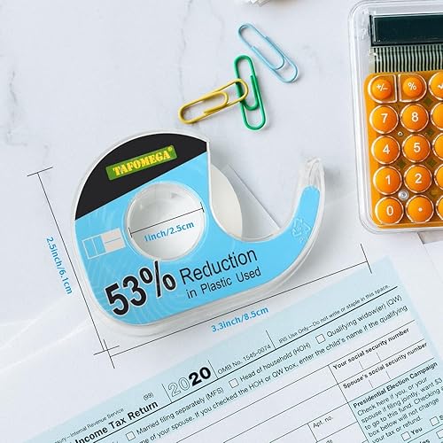 Miniatura 7 de Rollos de cinta transparente, paquete de 12 cintas transparentes a granel portátil de oficina con dispensadores, fácil de reemplazar para recargas