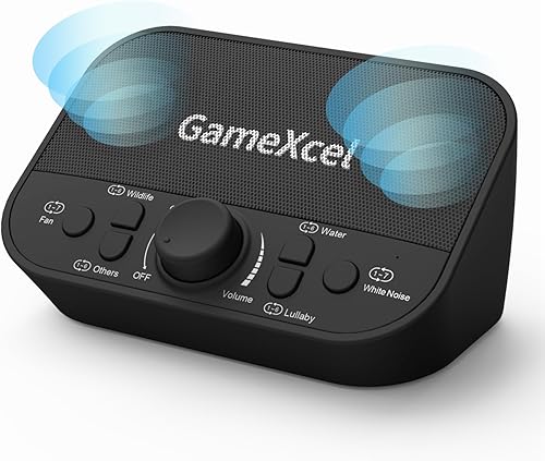 Máquina de sonido portátil, máquina de ruido blanco con 38 sonidos y altavoces duales, cargador USB, temporizador y memoria, terapia de sueño