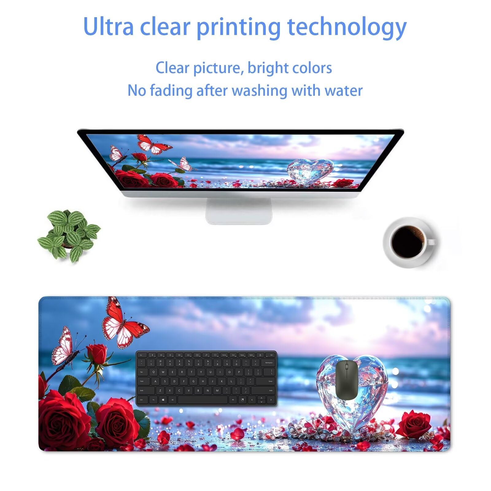 Rosso Tappetino Mouse Gaming, Tappetino Mouse XXL 1200 x 500 mm, Tappetino Mouse Rosa, Mouse Pad con Base Antiscivolo, Bordi Cuciti Tappetino per Mouse, Tappetino Mouse Gaming di Alta Precisione S-91
