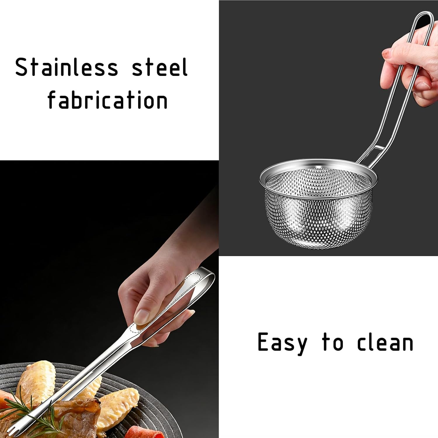 304 Food Grade Stainless Steel Deep Fryer Pot, 3.4L Small Tempura Frying Pot with Lid and Oil Drip Drain Rack. Includes Tong and Skimmer Strainer (3.6QT, Suitable for 3-6 people)