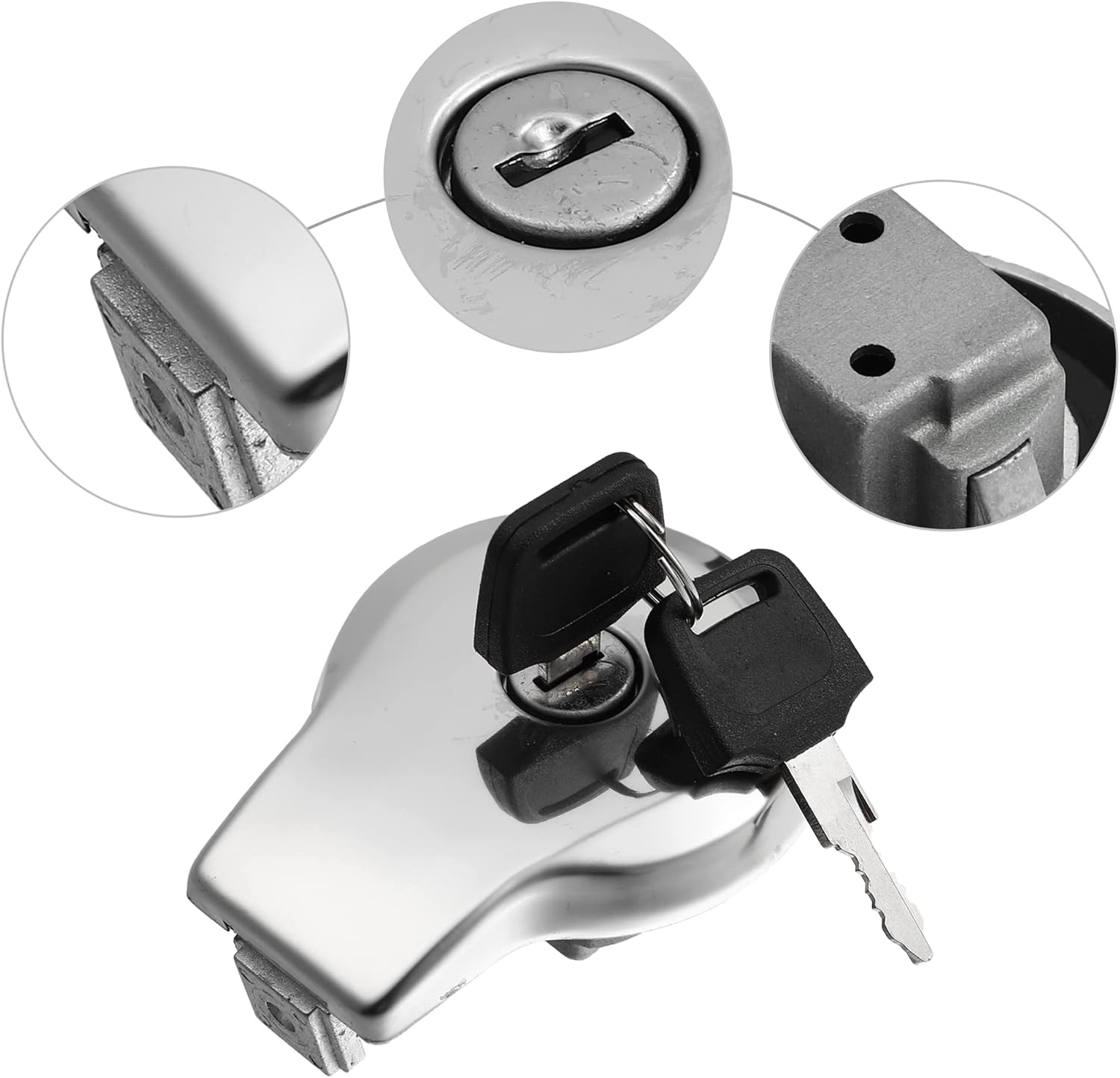 ACROPIX Motorcycle Gas Tank Cover Locking Fuel Tank Cap with Keys for Yamaha XJ1100 - Pack of 3 Silver Tone