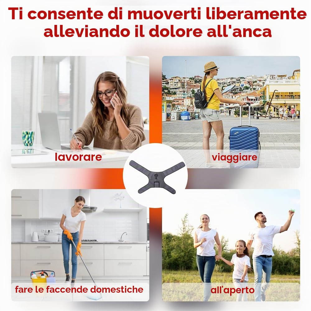 Cuscinetto riscaldante senza fili per anca/sciatica, sollievo dal dolore con 2 cinghie di estensione, 3 cuscinetti termici per anca con 6 massaggi a vibrazione, fascia per anca riscaldata con