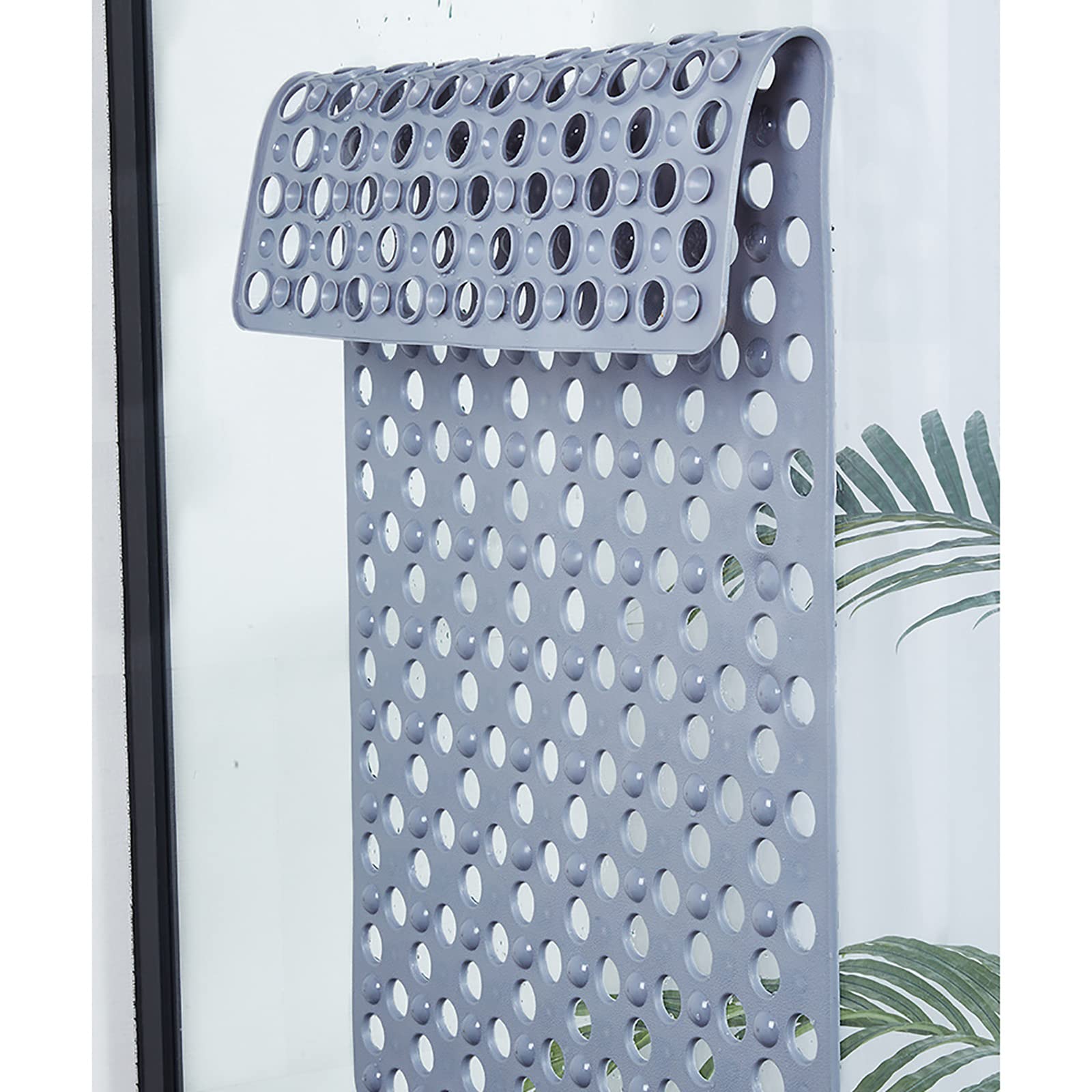 Tapis de bain antidérapant extra long en TPE lavable en machine avec ventouses antidérapantes et trous de drainage 57 x 86 cm