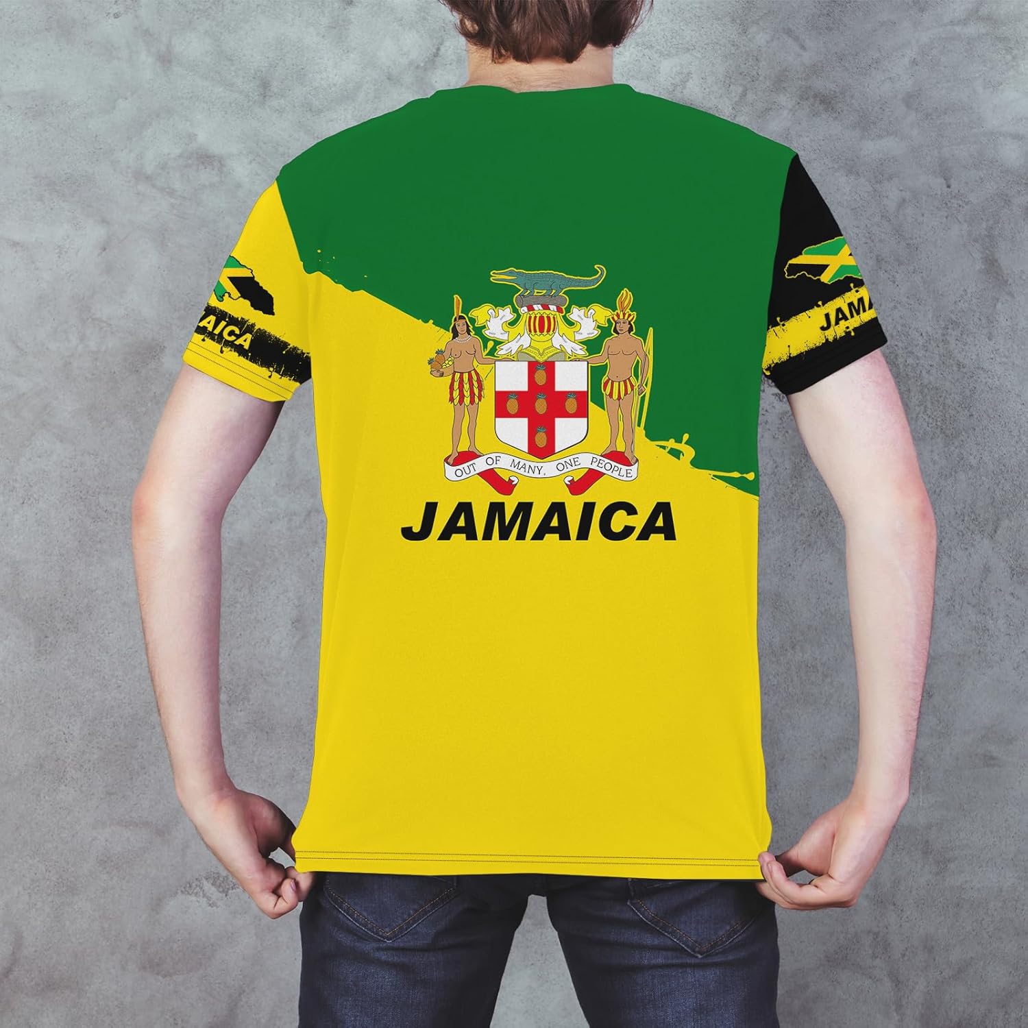 BJU Jamaica Flag T-Shirt Lion Tee Printed Crewneck Short Sleeve Casual Sports Top Unisex - Image 3