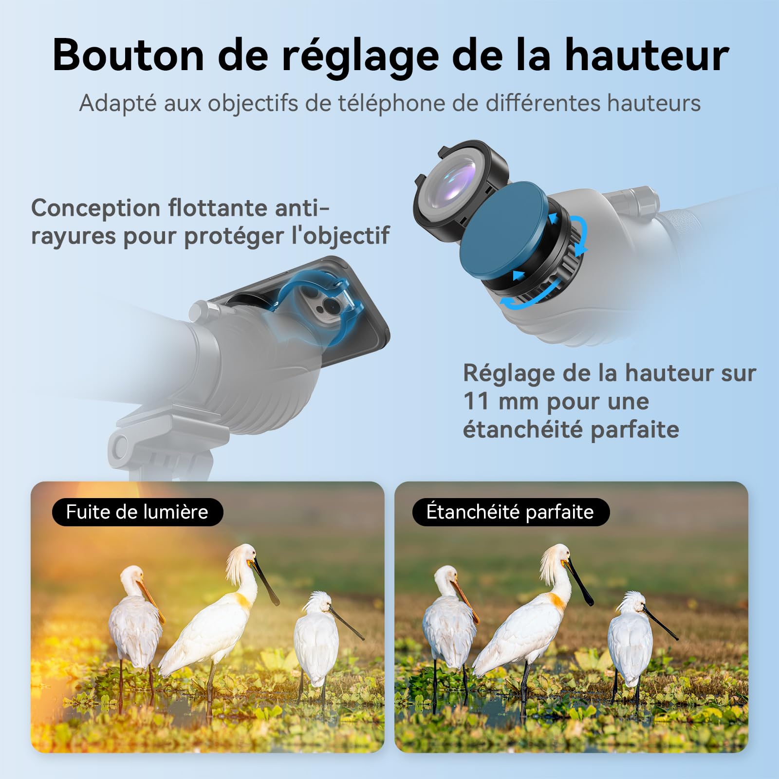 APEXEL Adaptateur Universel magnétique pour téléphone Portable pour Jumelles, monoculaires, Observation des Oiseaux et microscopes - Adaptateur oculaire de 45 à 55 mm - Compatible avec Tous Les