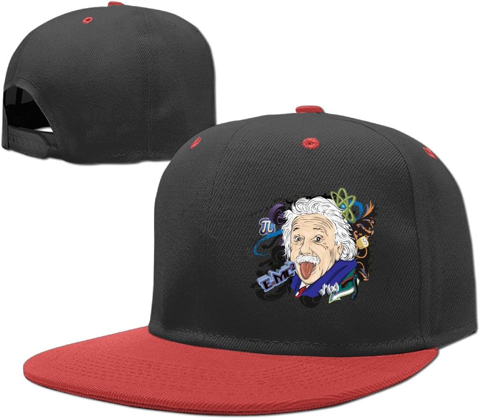 Children Albert Einstein Sticking Tongue Out Flat Peak Caps Hip-Hop Snapback Hat Red
