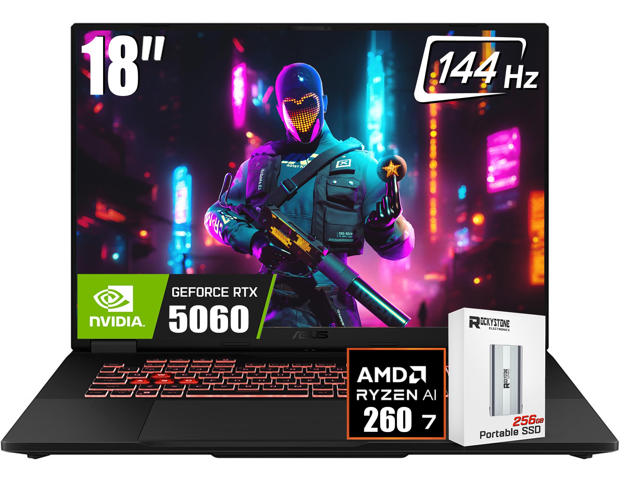 ASUS TUF A18 Gaming Laptop - AMD Ryzen 7 260 Beat i9-13905H - NVIDIA RTX 5060-32GB RAM -1TB SSD -18" WUXGA Display - RGB Backlit Keyboard -Windows 11