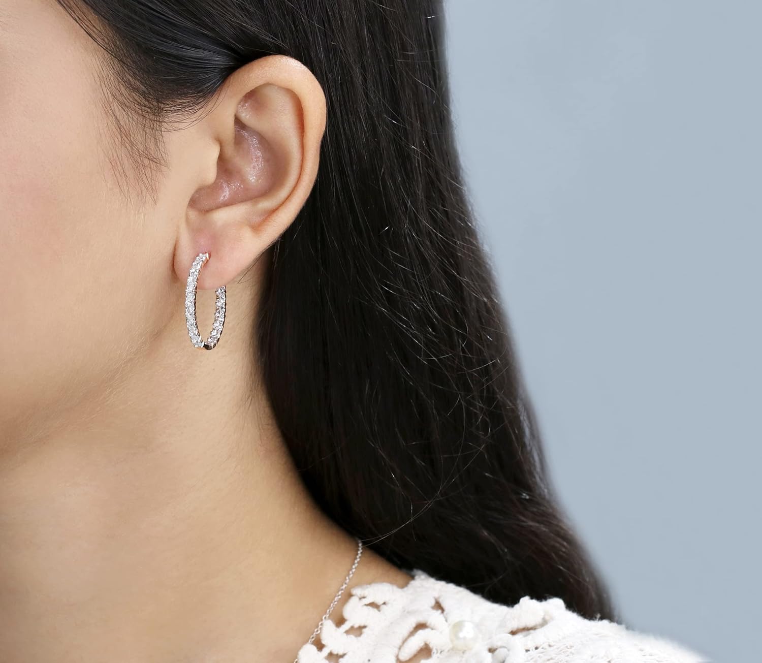 Dazzlingrock Collection Round White Natural Diamond & Metal Diamond Illusion Set Inside Out Hoop Earrings for Her